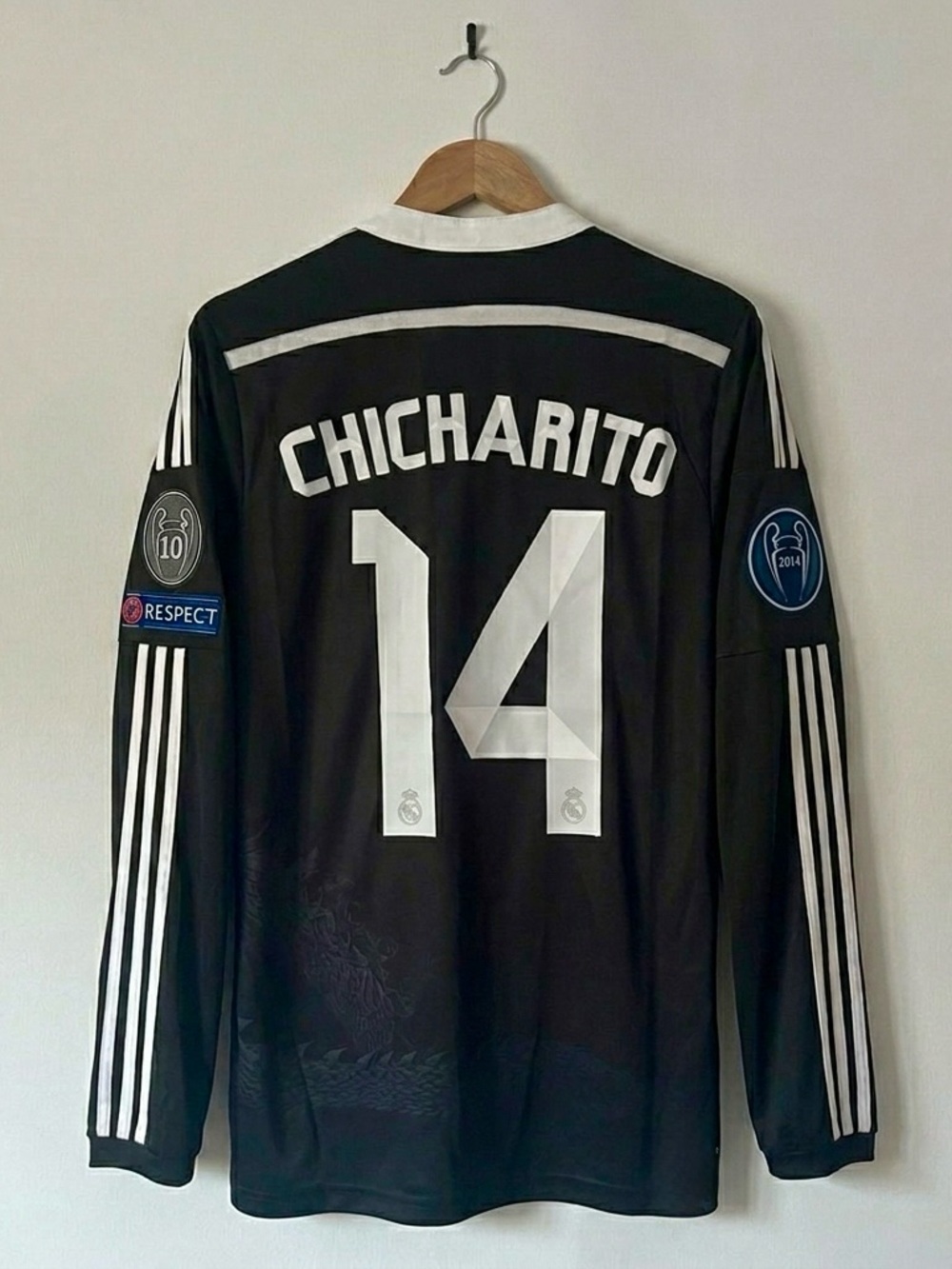 Chicharito #14  Real Madrid 14/15 UCL  Jersey  Black Dragon Long Sleeve Size Med